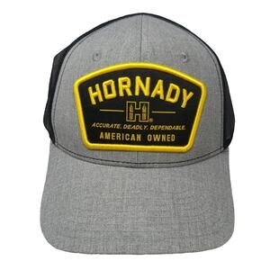 Hornady Trucker Hat Gray Black One Size Mesh Back Snapback American Owned Patch